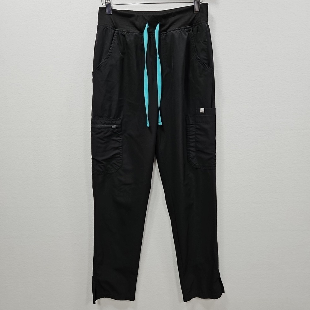 Figs Technical Womens Yola FreeX Lined Scrub Pants Medium Black Workwear Medical